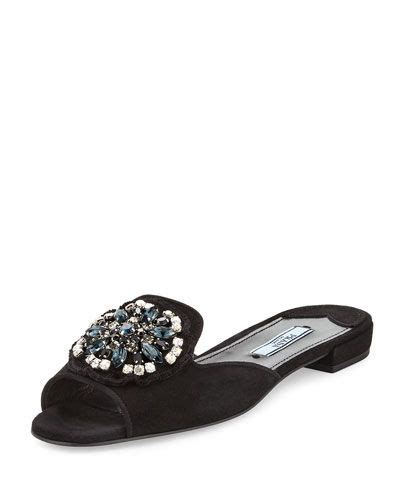 prada clogs flats|Prada crystal embellished mules.